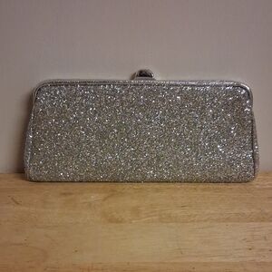 Silver Glitter Evening Clutch Bag